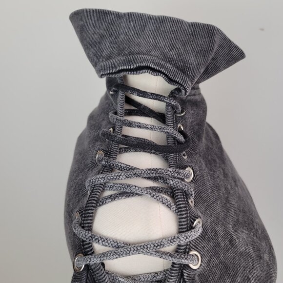 Missguided Women's Gray Washed Extreme Lace Up Turtleneck Sweatshirt Size US 4 - Picture 6 of 16